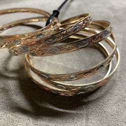 Multi Color Bangle Bracelets Set Of 7  Gold Laminated $45 Each Set