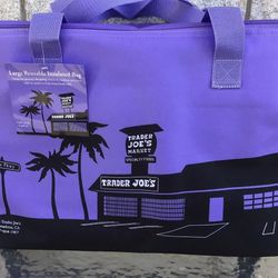 NWT TRADER JOES Purple Lavender Reusable Insulated Bag Tote Cooler 8 Gallon