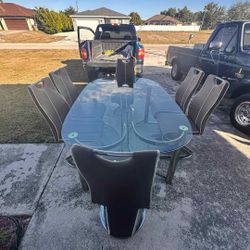 Glass Table 6 Chairs 