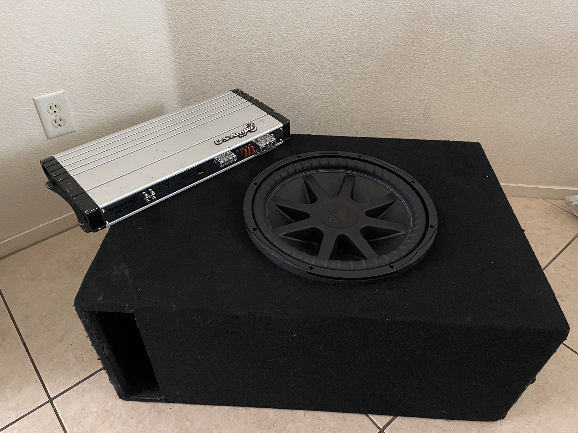 Kicker 15” Sub In A Ported Box With US Amps Amplifier