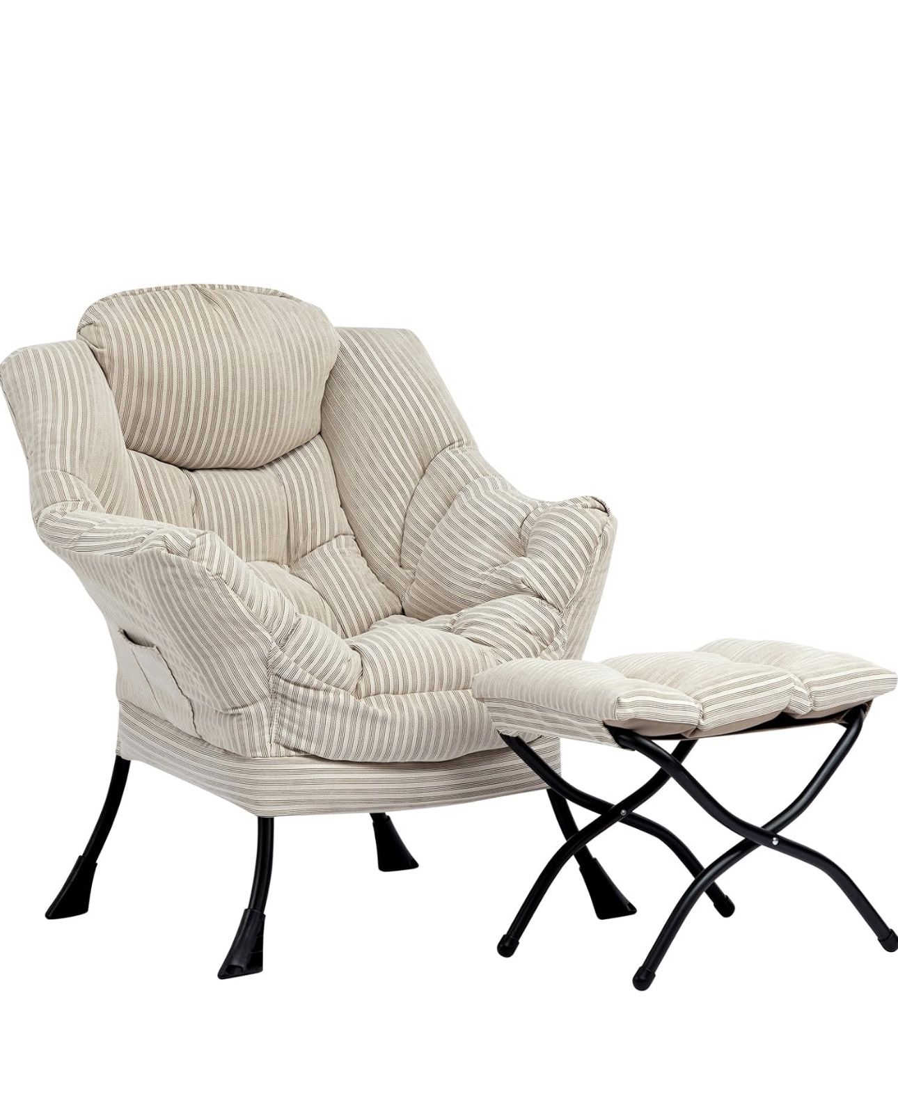 Fabric Lazy Chair With Ottoman