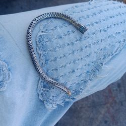 ED HARDY REVERSIBLE SILVER AND DIAMOND BRACELET