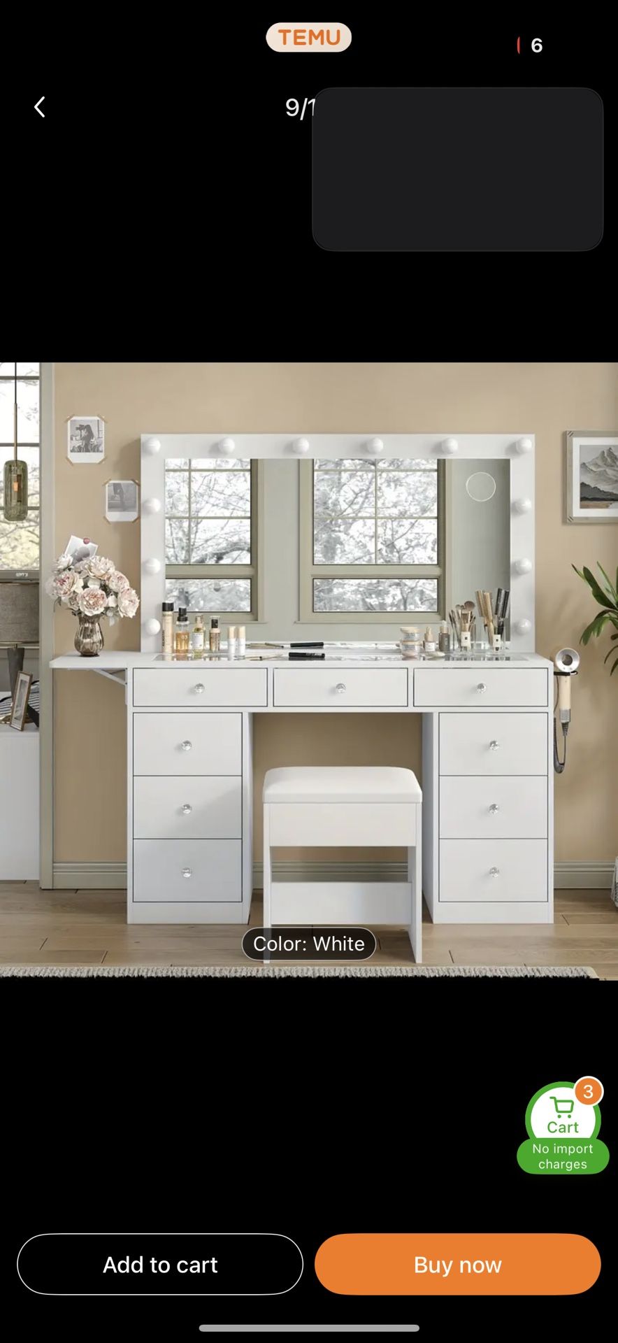White Makeup Vanity Desk With Mirror