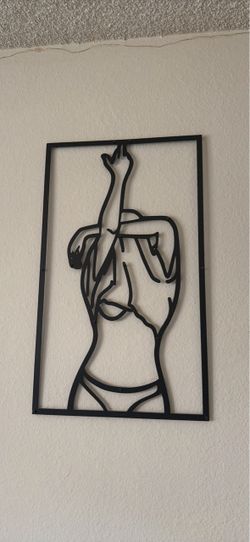 Black Metal Female Figure Wall Art