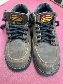 Skechers Boots Boys Sz 13.5 Brown Tom Cats Bully Low Lace Up Leather Boots