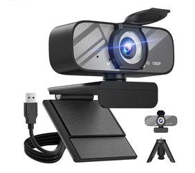 Full HD 1080P Video Webcam and Wide Angle Video Camera with Built-in Microphone and Rotating Tripod for Laptop PC Computer Ideal for Live Streaming Ca
