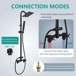 Chrome Wall Mount Outdoor Shower Kit, Outdoor Shower with Handheld Spray, Double Handle 6 Inch C19 ch