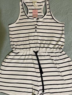 Black and white striped romper