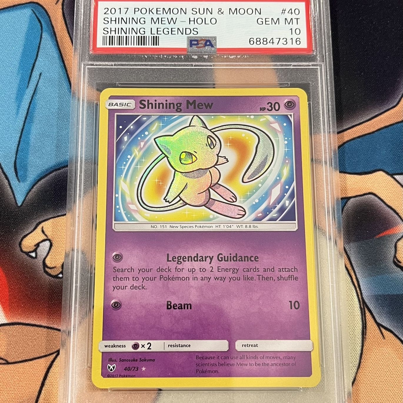 shining mew pokemon card POKMON GAME CP5 017/036 Shining Legends Type Shining Mew Pokemon Card for