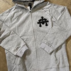 Grey chrome hearts hoodie