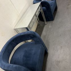 Twin Chair With Crystal Mirror Side Wall Unit