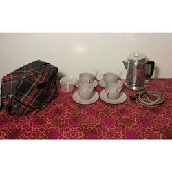 Vintage Empire Electric Perco-drip travel coffee kit thermos w/ cups