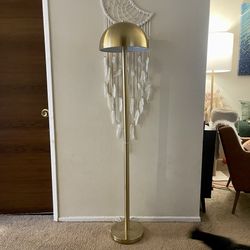 Beautiful Elegant Chic 60" Novogratz X Globe Haydel 2-Light Matte Brass Gold Floor Lamp: Vintage Style Mid Century Contemporary  Double Pull Chain 