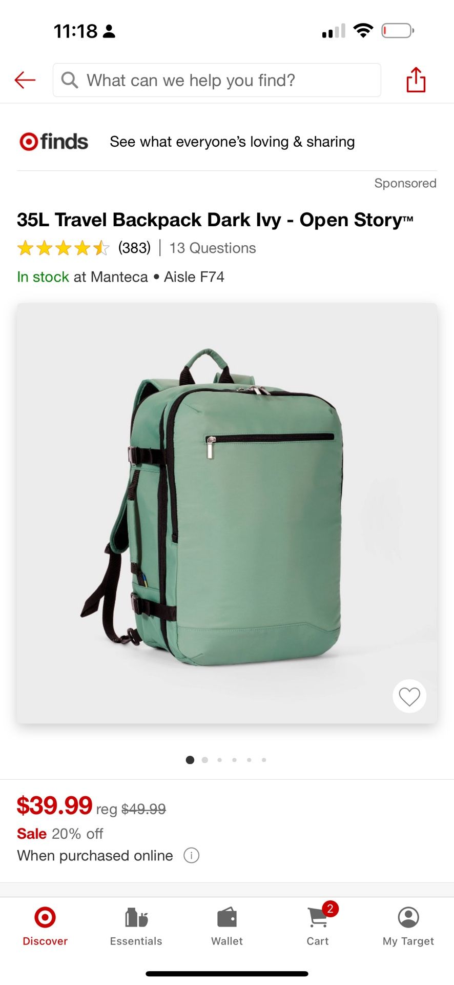 35L Travel Backpack Dark Ivy - Open Story™