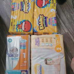 Size 1 And 2 Diapers 