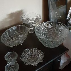 Vintage Cut Glass Decor Or Serving Dish