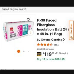 R-38 Faced Fiberglass Insulacion 