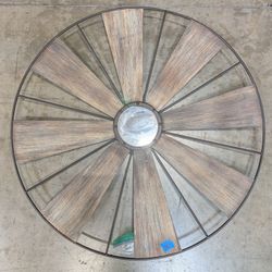 Fetco Home Decor Industrial Wood and Metal Windmill Mirror