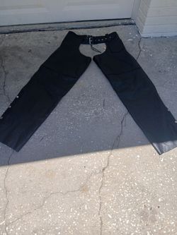 Leather pants biker, chaps