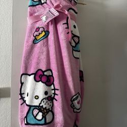 Hello Kitty Teddy Bear Blanket With Hanger