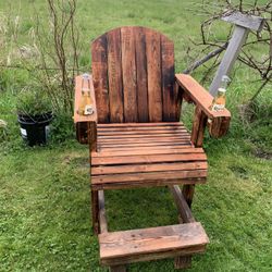 Outside Wooden Chair With Cup Holders
