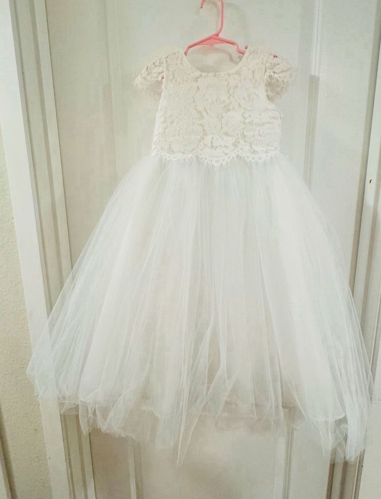 Girls White Tulle Snowflake Dress