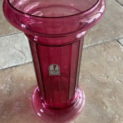 Pilgrim Glass West Virginia Cranberry pedestal Vase
