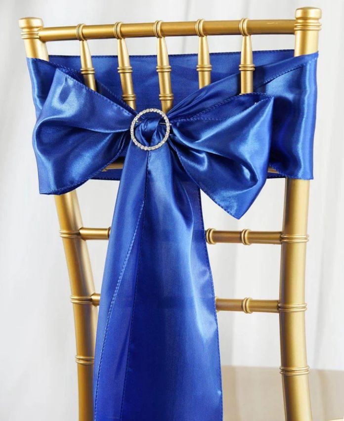 Navy Blue Chair Bows