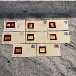 Vintage First Day Cover Gold Replica Stamp Set – Historic & Prehistoric Themes – Lot of 9