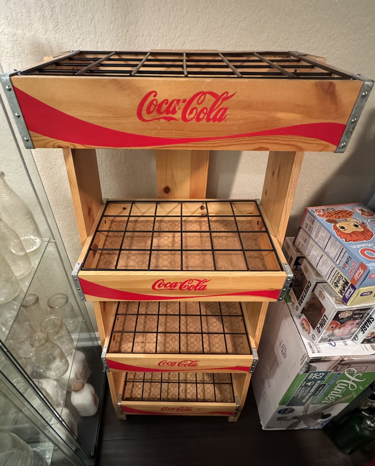 Coca Cola Wooden Rack Display With Grids