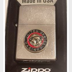 New Military Zippo Lighter Marine With Box 