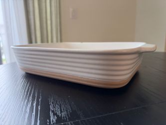 White Ceramic Ribbed Baking Dish