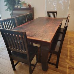 Farmhouse Reclaimed Wood Dining Table And 8 Chairs