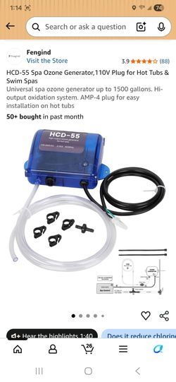 HCD-55 Spa Ozone Generator,110V Plug for Hot Tubs & Swim Spas
Universal spa ozone generator up to 1500 gallons. Hi- output oxidation system. AMP-4 plu