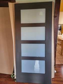 Bronze main front door with glass