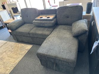 Dark gray sectional sleeper w/ usb ports