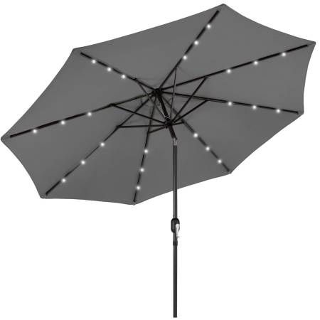 10ft Solar LED Lighted Patio Umbrella w/ Tilt Adjustment