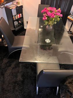Black and silver dining room table set