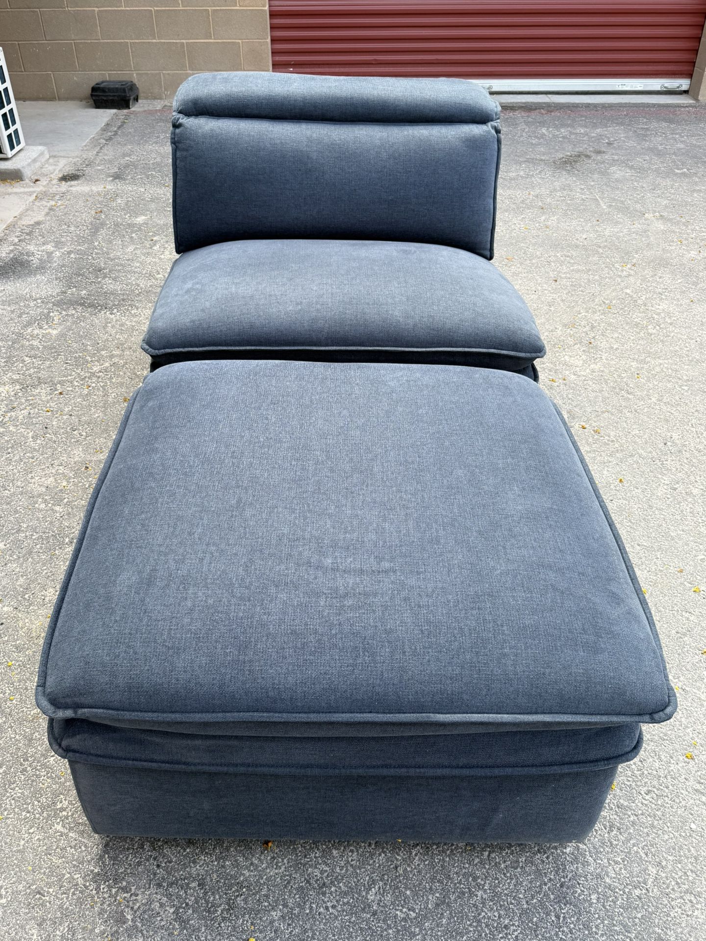 BLUE CHAIR AND OTTOMAN