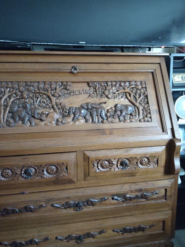 Asian Hand Carved Antique Desk