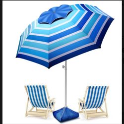Fisqueen 8-Ft Windproof Beach Umbrella – Sand Anchor & UPF 50+