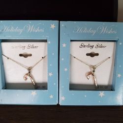 Sterling Silver Candy Cane Necklace. Each