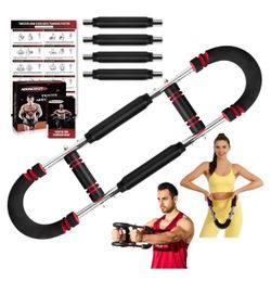 Twister Arm Trainer, 30-120 Ibs Adjustable Chest Workout Equipment 4 Spring & Poster for Men & Women, Detachable Power Twister Home Fitness Equipment 