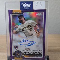Topps Chrome Anthony Seigler Rookie Auto /75 Milwaukee Brewers Card #73