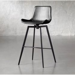  Set Of Two Faux Leather Swivel Stool