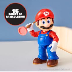 (NEW) The Super Mario Bros. Movie - 5 Inch Action Figures Series 1 – Mario Figure with Plunger Accessory (Perfect For Birthday Parties)