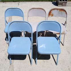 5 Foldable Steel Metal Chairs