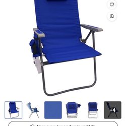 **NEW** Mainstays Reclining Oversize Folding Beach chair, Blue