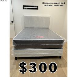 WHITE QUEEN BED INCLUDED MATTRESS