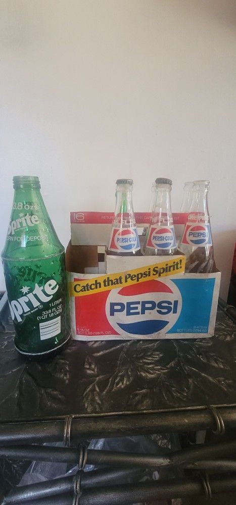 Vintage Soda Bottles Sprite/ Pepsi 